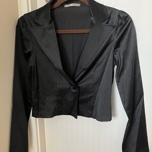 Dazz Black Pinstripe Cropped Blazer Size M